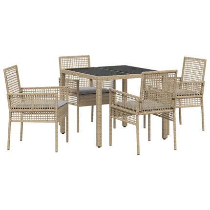 Trädgårdsmöbelset 5 st Beige konstrotting