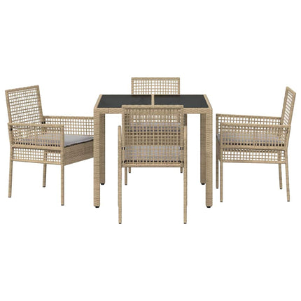 Trädgårdsmöbelset 5 st Beige konstrotting