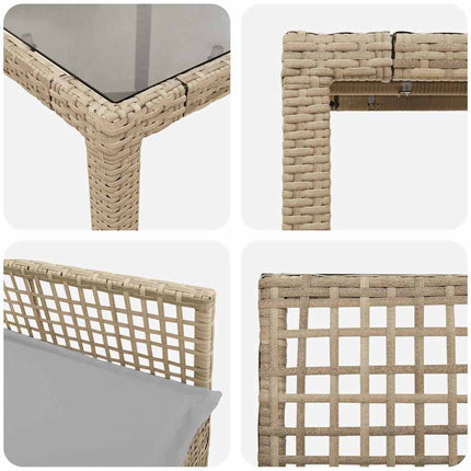 Trädgårdsmöbelset 5 pcs Beige konstrotting