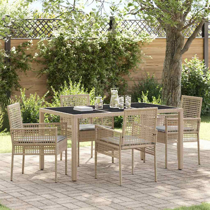 Trädgårdsmöbelset 5 pcs Beige konstrotting