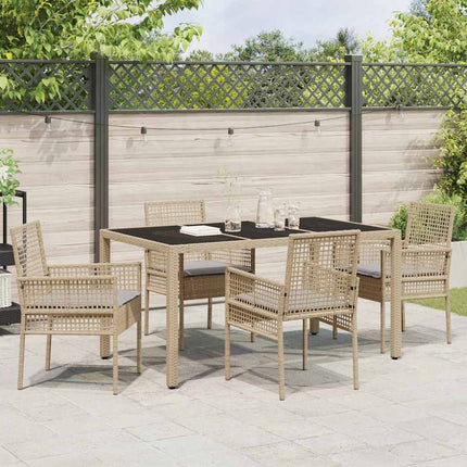 Trädgårdsmöbelset 5 pcs Beige konstrotting
