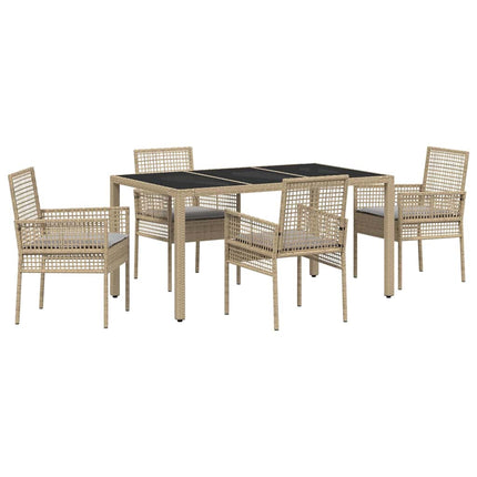 Trädgårdsmöbelset 5 pcs Beige konstrotting