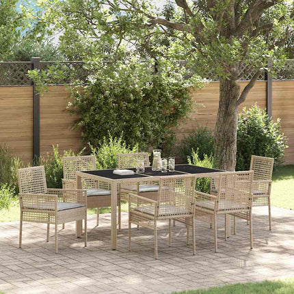 Trädgårdsmöbelset 7 pcs Beige konstrotting