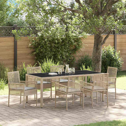 Trädgårdsmöbelset 7 pcs Beige konstrotting