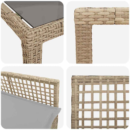 Trädgårdsmöbelset 9 pcs Beige konstrotting