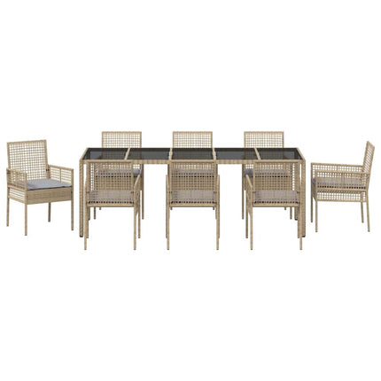 Trädgårdsmöbelset 9 st Beige konstrotting