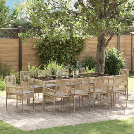 Trädgårdsmöbelset 11 pcs Beige konstrotting