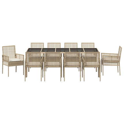 Trädgårdsmöbelset 11 pcs Beige konstrotting