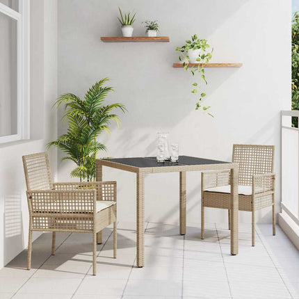 Trädgårdsmöbelset 3 pcs Beige konstrotting