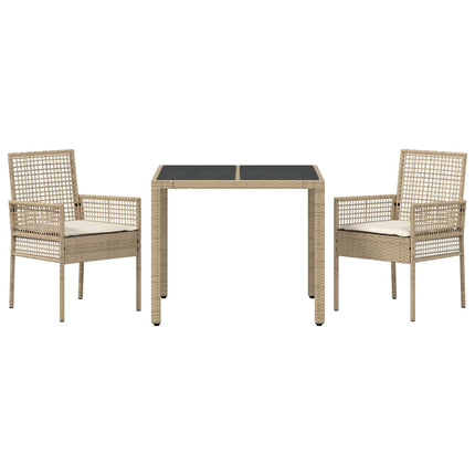 Trädgårdsmöbelset 3 pcs Beige konstrotting