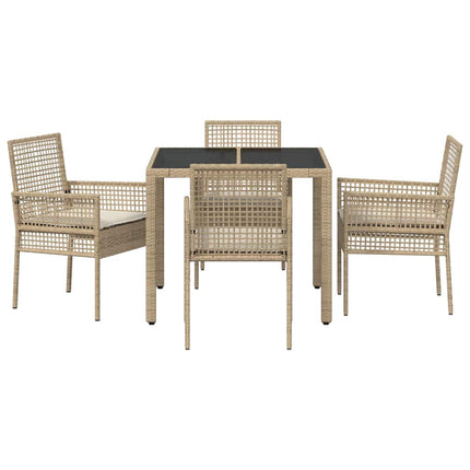 Trädgårdsmöbelset 5 st Beige konstrotting
