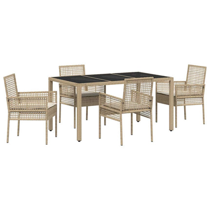 Trädgårdsmöbelset 5 pcs Beige konstrotting
