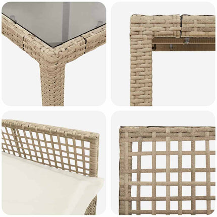 Trädgårdsmöbelset 7 pcs Beige konstrotting