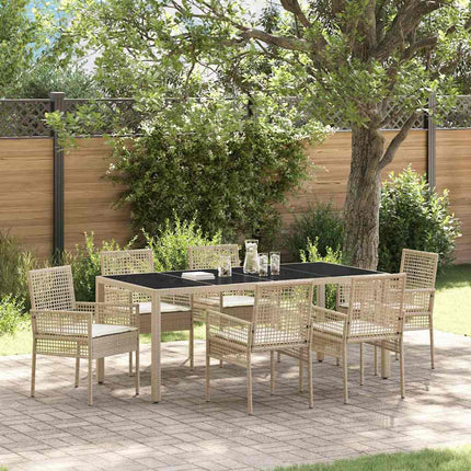 Trädgårdsmöbelset 7 pcs Beige konstrotting