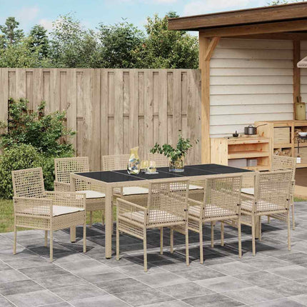Trädgårdsmöbelset 9 st Beige konstrotting