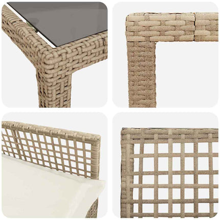 Trädgårdsmöbelset 9 st Beige konstrotting