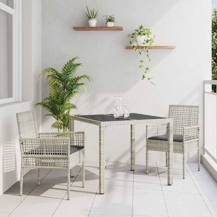 Trädgårdsmöbelset 3 pcs Ljusgrå konstrotting