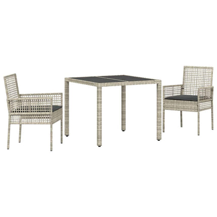 Trädgårdsmöbelset 3 pcs Ljusgrå konstrotting