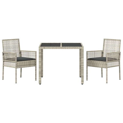 Trädgårdsmöbelset 3 pcs Ljusgrå konstrotting