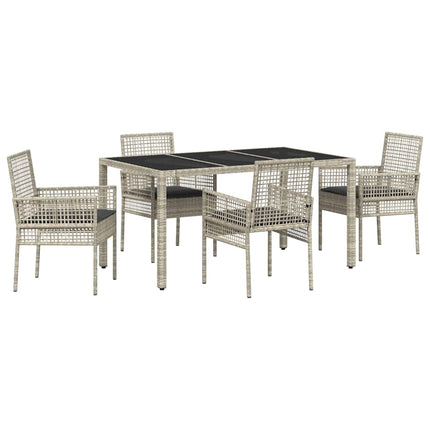 Trädgårdsmöbelset 5 pcs Ljusgrå konstrotting