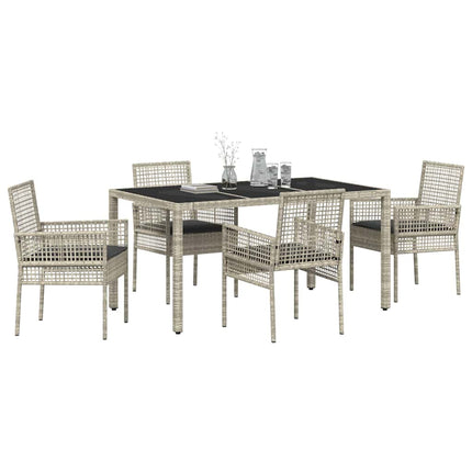 Trädgårdsmöbelset 5 pcs Ljusgrå konstrotting