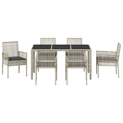Trädgårdsmöbelset 7 pcs Ljusgrå konstrotting