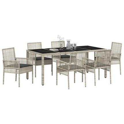Trädgårdsmöbelset 7 pcs Ljusgrå konstrotting