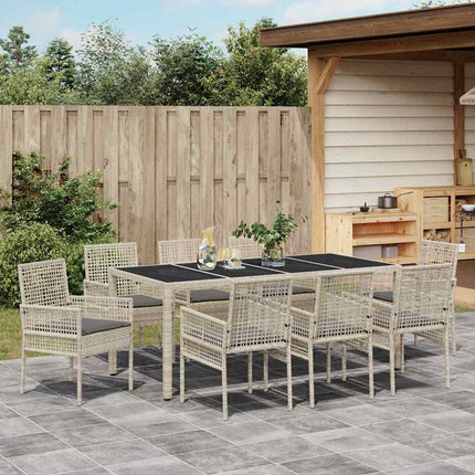 Trädgårdsmöbelset 9 pcs Ljusgrå konstrotting