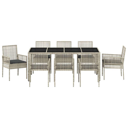 Trädgårdsmöbelset 9 pcs Ljusgrå konstrotting