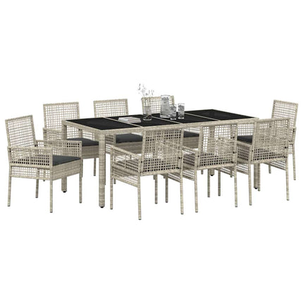 Trädgårdsmöbelset 9 pcs Ljusgrå konstrotting
