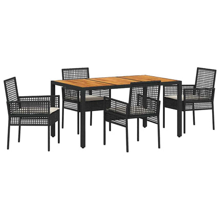 Trädgårdsmöbelset 5 pcs Svart konstrotting