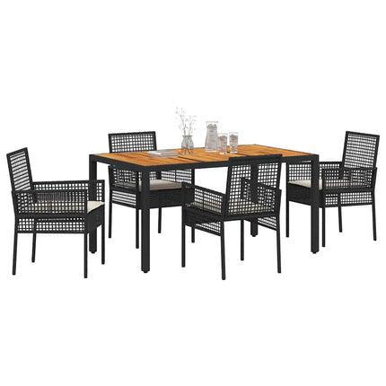 Trädgårdsmöbelset 5 pcs Svart konstrotting