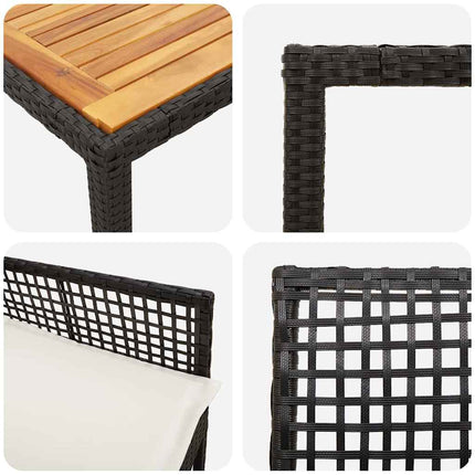 Trädgårdsmöbelset 7 pcs Svart konstrotting