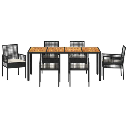 Trädgårdsmöbelset 7 pcs Svart konstrotting
