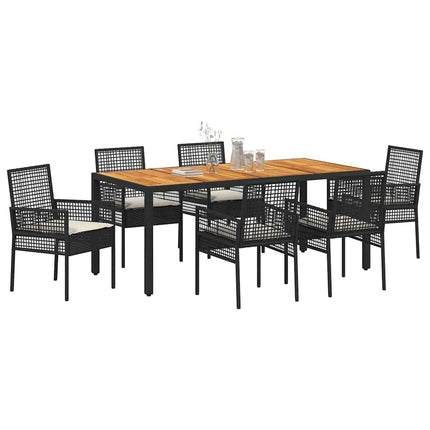 Trädgårdsmöbelset 7 pcs Svart konstrotting