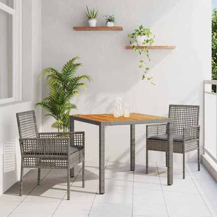 Trädgårdsmöbelset 3 pcs Grå konstrotting
