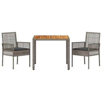 Trädgårdsmöbelset 3 pcs Grå konstrotting