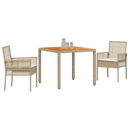 Trädgårdsmöbelset 3 pcs Beige konstrotting