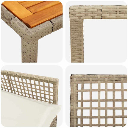Trädgårdsmöbelset 5 pcs Beige konstrotting
