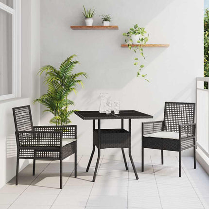 Trädgårdsmöbelset 3 pcs Svart konstrotting
