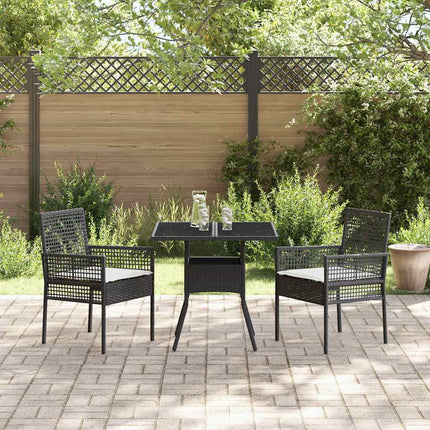 Trädgårdsmöbelset 3 pcs Svart konstrotting