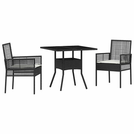 Trädgårdsmöbelset 3 pcs Svart konstrotting