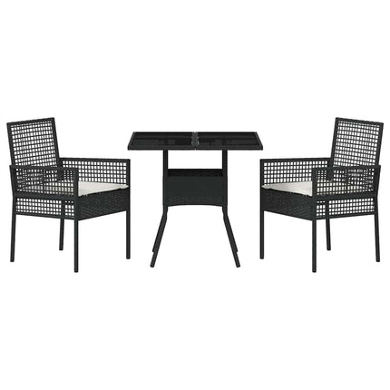 Trädgårdsmöbelset 3 pcs Svart konstrotting