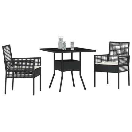Trädgårdsmöbelset 3 pcs Svart konstrotting