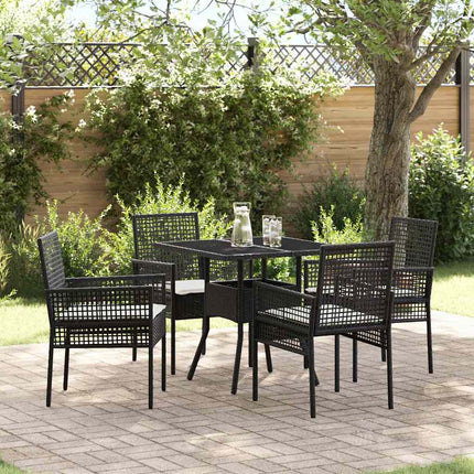 Trädgårdsmöbelset 5 pcs Svart konstrotting