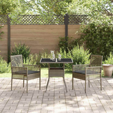 Trädgårdsmöbelset 3 pcs Grå konstrotting