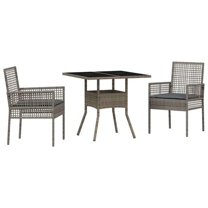 Trädgårdsmöbelset 3 pcs Grå konstrotting