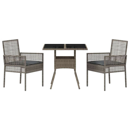 Trädgårdsmöbelset 3 pcs Grå konstrotting