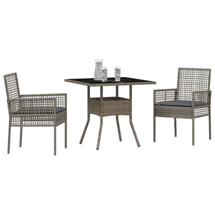 Trädgårdsmöbelset 3 pcs Grå konstrotting