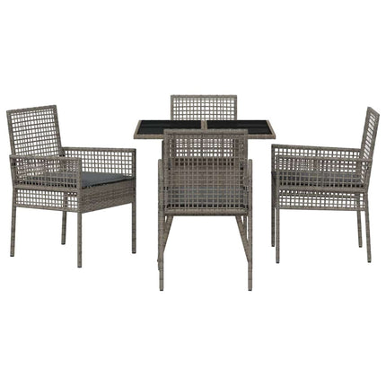 Trädgårdsmöbelset 5 pcs Grå konstrotting